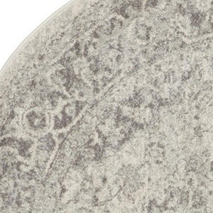 HomeRoots 8' Floral Medallion Distressed Rug in Ivory and Gray – Timeless Elegance for Any Home Decor 8' Round 550271