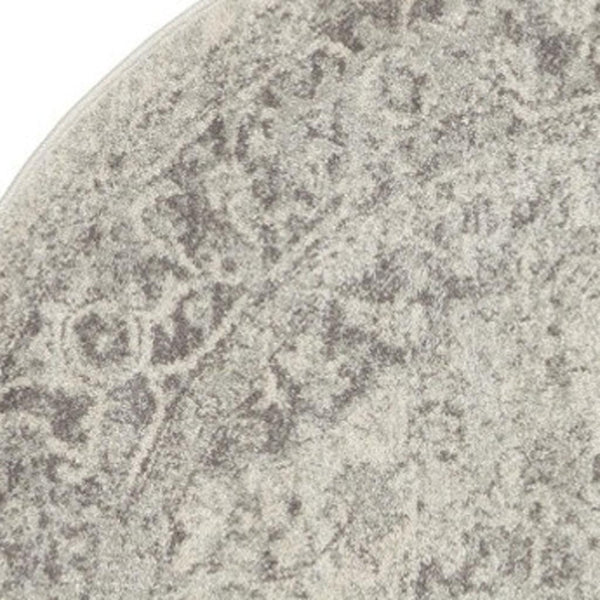 HomeRoots 8' Floral Medallion Distressed Rug in Ivory and Gray – Timeless Elegance for Any Home Decor 8' Round 550271