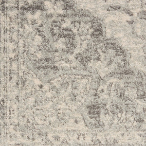 HomeRoots 8' Floral Medallion Distressed Rug in Ivory and Gray – Timeless Elegance for Any Home Decor 8' Round 550271