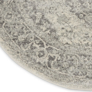 HomeRoots 8' Floral Medallion Distressed Rug in Ivory and Gray – Timeless Elegance for Any Home Decor 8' Round 550271