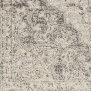 Homeroots 8' Ivory And Gray Floral Medallion Round Rug - Stain Resistant, Durable, Perfect For Kids And Pets!  Polypropylene 550271