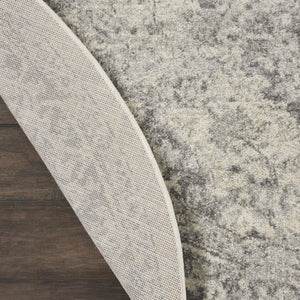 Homeroots 8' Ivory And Gray Floral Medallion Round Rug - Stain Resistant, Durable, Perfect For Kids And Pets!  Polypropylene 550271