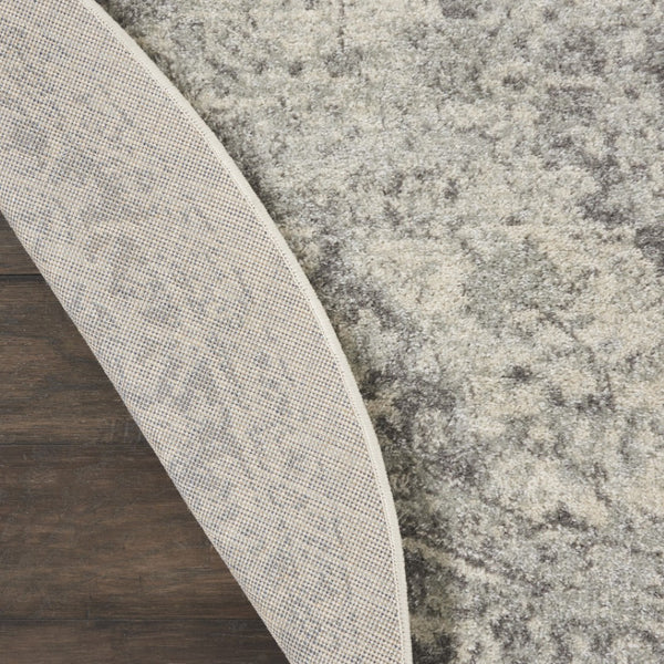 Homeroots 8' Ivory And Gray Floral Medallion Round Rug - Stain Resistant, Durable, Perfect For Kids And Pets!  Polypropylene 550271