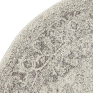 HomeRoots 8' Floral Medallion Distressed Rug in Ivory and Gray – Timeless Elegance for Any Home Decor 8' Round 550271