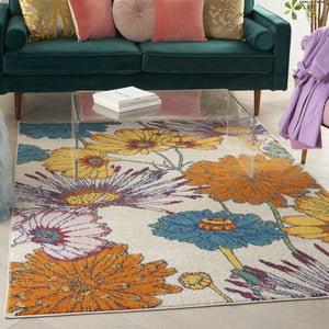 HomeRoots 5' Cream Floral Power Loom Area Rug - Timeless Elegance for Living Rooms, Bedrooms & Dining Areas 5' X 7' 550279