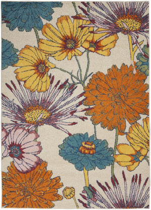 HomeRoots 5' Cream Floral Power Loom Area Rug - Timeless Elegance for Living Rooms, Bedrooms & Dining Areas 5' X 7' 550279