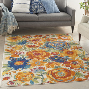 HomeRoots 5' Cream Floral Area Rug - Timeless Elegance for Living Rooms, Bedrooms, and Entryways with Durability 5' X 7' 550280