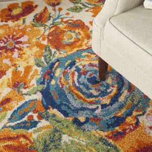 HomeRoots 5' Cream Floral Area Rug - Timeless Elegance for Living Rooms, Bedrooms, and Entryways with Durability 5' X 7' 550280