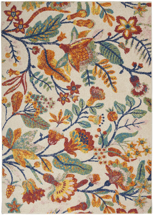 Homeroots 5' X 7' Cream Floral Power Loom Area Rug  Polypropylene 550282