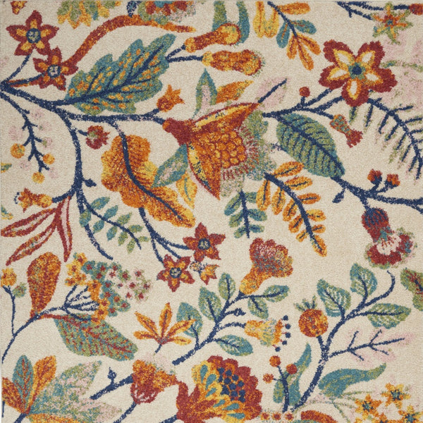 Homeroots 5' X 7' Cream Floral Power Loom Area Rug  Polypropylene 550282