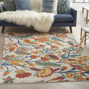 HomeRoots 5' Elegant Cream Floral Area Rug - Timeless Design, Durable Power Loom Construction for Any Room 5' X 7' 550282