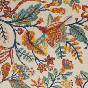 Homeroots 5' X 7' Cream Floral Power Loom Area Rug  Polypropylene 550282