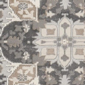 HomeRoots 8' Elegant Ivory Floral Medallion Round Rug – Durable Non-Skid Design for Living Rooms & More! 550283
