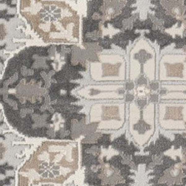 HomeRoots 8' Elegant Ivory Floral Medallion Round Rug – Durable Non-Skid Design for Living Rooms & More! 550283