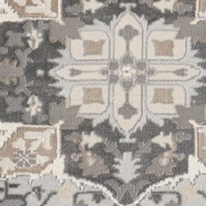 HomeRoots 8' Elegant Ivory Floral Medallion Round Rug – Durable Non-Skid Design for Living Rooms & More! 550283