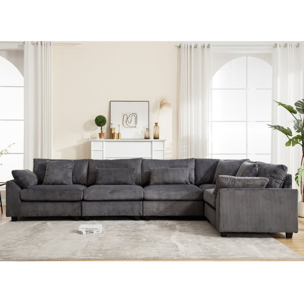 English Elm Oversized Modular Sectional Sofa Set - Corduroy Deep Seat Comfort For 5 W2325S00018-GIGA
