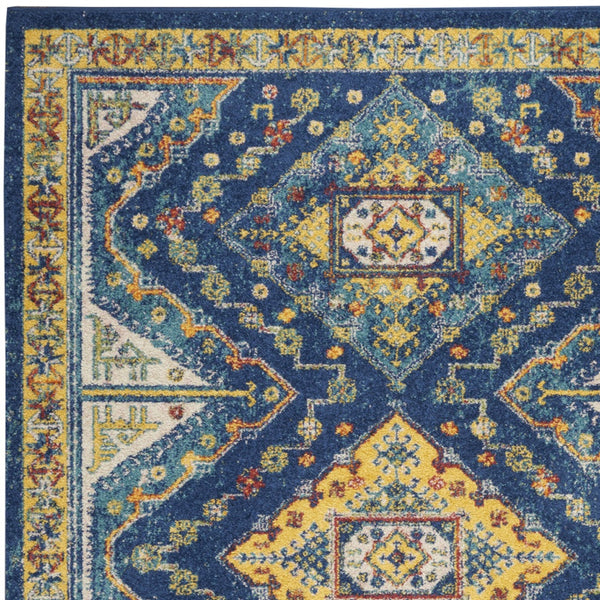 Homeroots 5' X 7' Blue And Yellow Geometric Power Loom Area Rug  Polypropylene 550293