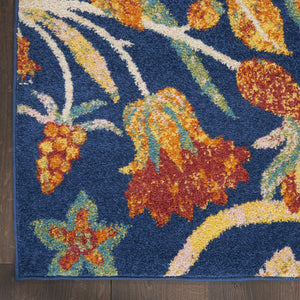Homeroots 5' X 7' Blue And Yellow Floral Power Loom Area Rug  Polypropylene 550295