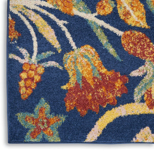HomeRoots 5' Blue and Yellow Floral Power Loom Area Rug – Classic Design for Living Rooms and High-Traffic Areas 5' X 7' 550295