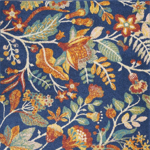 HomeRoots 5' Blue and Yellow Floral Power Loom Area Rug – Classic Design for Living Rooms and High-Traffic Areas 5' X 7' 550295