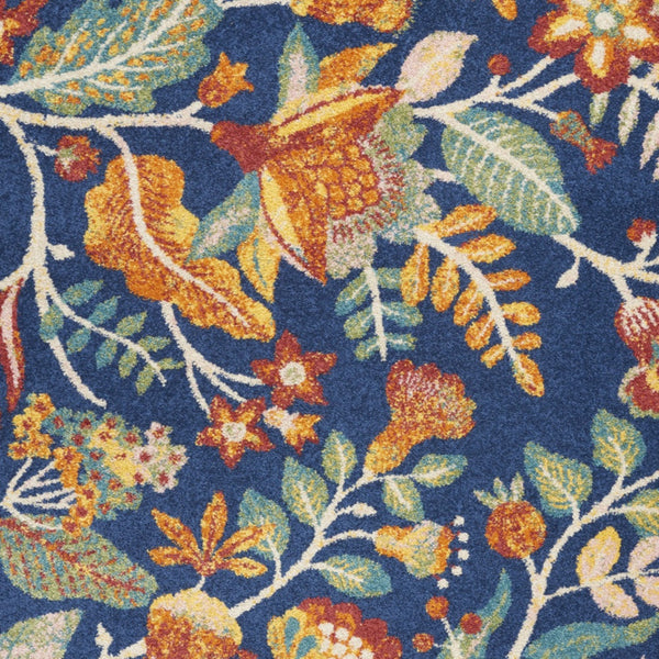 Homeroots 5' X 7' Blue And Yellow Floral Power Loom Area Rug  Polypropylene 550295