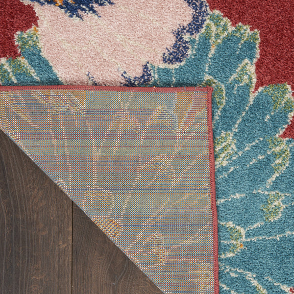 Homeroots 5' X 7' Orange And Red Floral Power Loom Area Rug  Polypropylene 550298