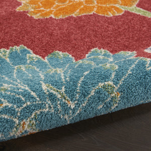 Homeroots 5' X 7' Orange And Red Floral Power Loom Area Rug  Polypropylene 550298