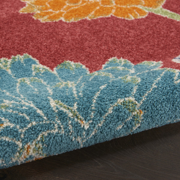 Homeroots 5' X 7' Orange And Red Floral Power Loom Area Rug  Polypropylene 550298