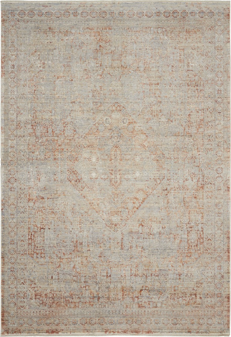 HomeRoots 5x8 Floral Area Rug Power Loomed Fringe Tassels Non Skid Latex Backed Living Room 550299