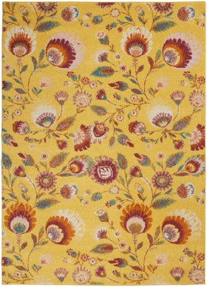 Homeroots 5' X 7' Yellow Floral Power Loom Area Rug  Polypropylene 550302