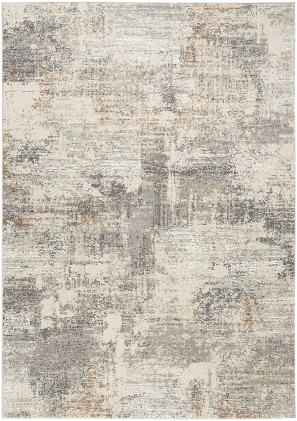 Homeroots 5' X 7' Beige Ivory And Gray Abstract Non Skid Area Rug  Polyester 550304