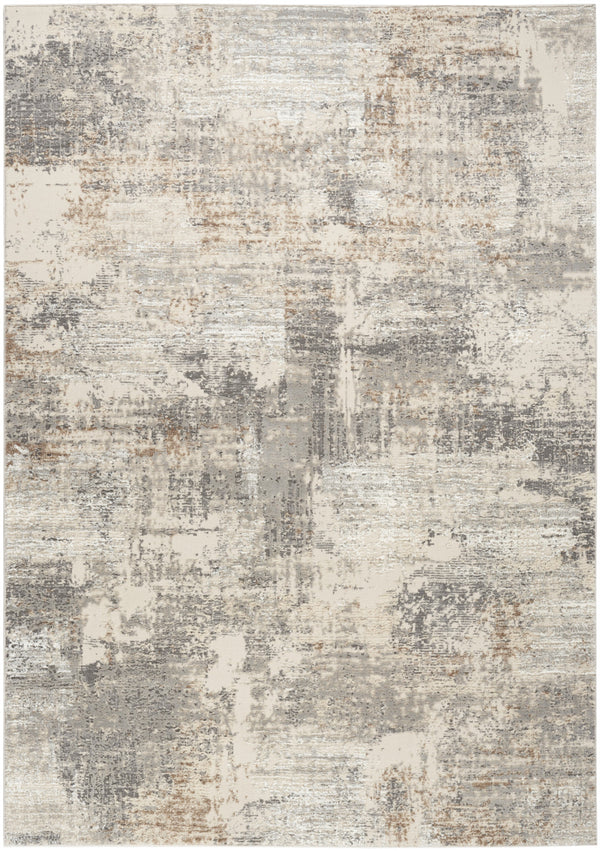 Homeroots 5' X 7' Beige Ivory And Gray Abstract Non Skid Area Rug  Polyester 550304