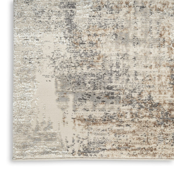 HomeRoots 5' Abstract Beige, Ivory, and Gray Non-Skid Area Rug - Modern, Stain-Resistant Design for Homes 5' X 7' 550304