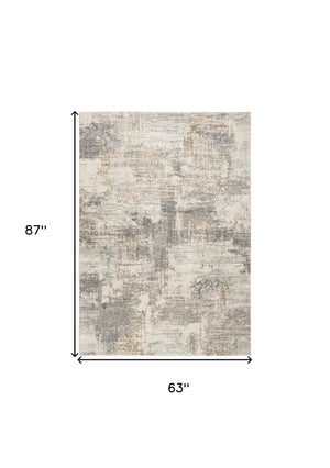 Homeroots 5' X 7' Beige Ivory And Gray Abstract Non Skid Area Rug  Polyester 550304