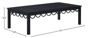 Meridian Furniture Portofino Slatted Powder-coated Aluminum Outdoor Coffee Table with Art Deco Scalloped Trim Black 55031-CT