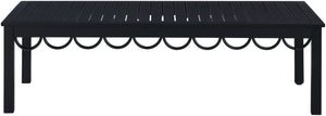 Meridian Furniture Portofino Slatted Powder-coated Aluminum Outdoor Coffee Table with Art Deco Scalloped Trim Black 55031-CT
