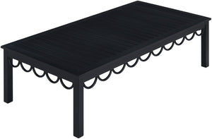 Meridian Furniture Portofino Slatted Powder-coated Aluminum Outdoor Coffee Table with Art Deco Scalloped Trim Black 55031-CT