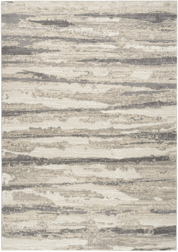Homeroots 5' X 7' Ivory Beige And Gray Abstract Non Skid Area Rug  Polyester 550312