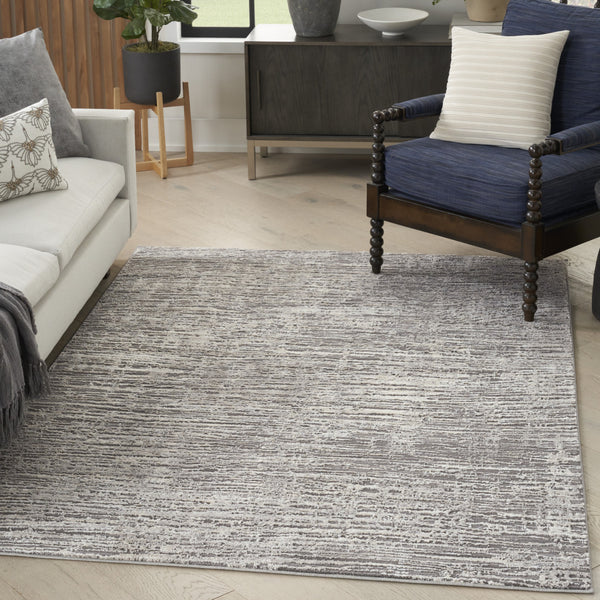 Homeroots 5' X 7' Ivory And Gray Abstract Non Skid Area Rug  Polyester 550313