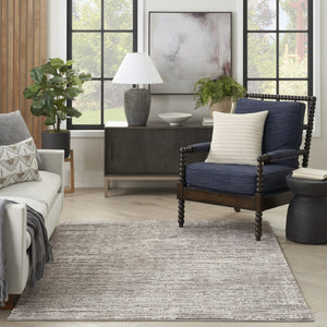HomeRoots 5' Abstract Ivory and Gray Non-Skid Area Rug - Soft, Stain-Resistant, Durable for High-Traffic Spaces 5' X 7' 550313