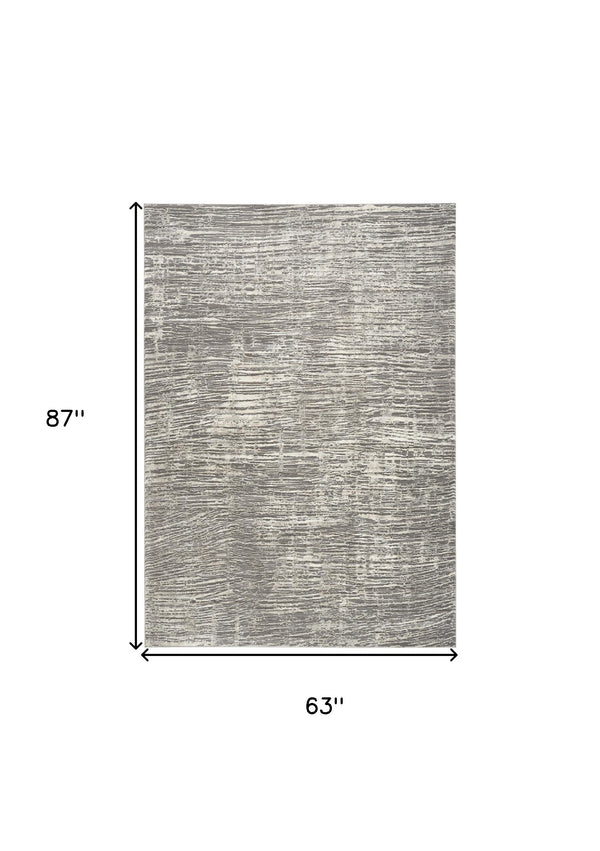 Homeroots 5' X 7' Ivory And Gray Abstract Non Skid Area Rug  Polyester 550313