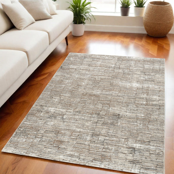Homeroots 5' X 7' Brown And Ivory Abstract Non Skid Area Rug  Polyester 550314