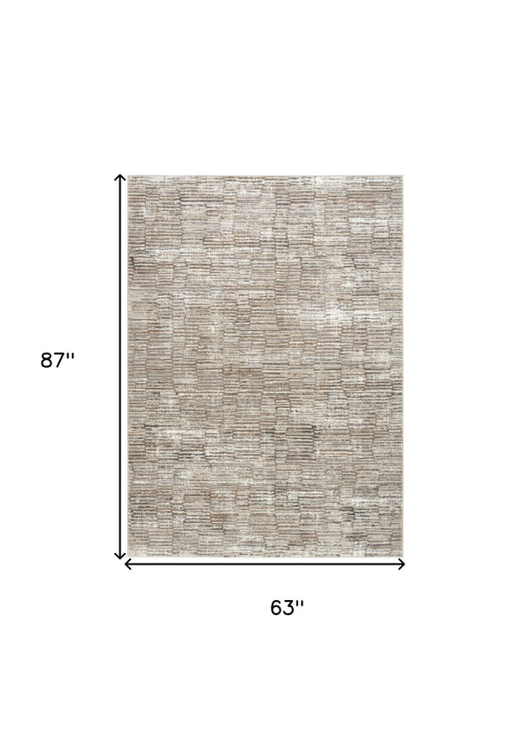 Homeroots 5' X 7' Brown And Ivory Abstract Non Skid Area Rug  Polyester 550314