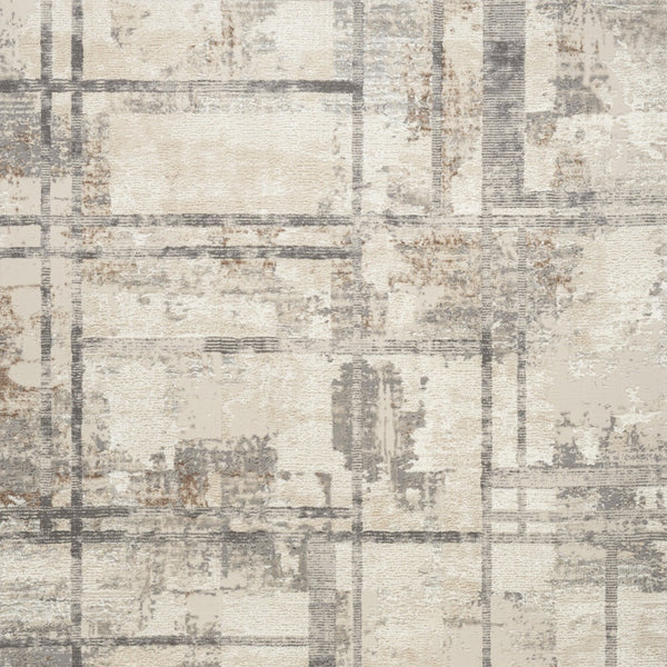 Homeroots 5' X 7' Ivory Gray And Black Abstract Non Skid Area Rug  Polyester 550315