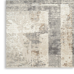 HomeRoots 5' Modern Abstract Area Rug in Ivory, Gray & Black - Durable, Stain-Resistant, Non-Skid Design 5' X 7' 550315