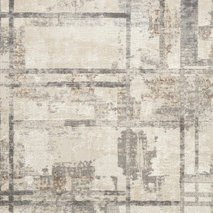 Homeroots 5' X 7' Ivory Gray And Black Abstract Non Skid Area Rug  Polyester 550315