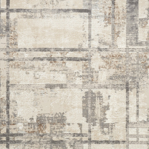 Homeroots 5' X 7' Ivory Gray And Black Abstract Non Skid Area Rug  Polyester 550315