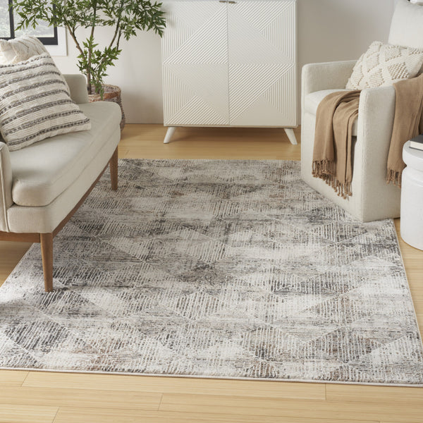 Homeroots 5' X 7' Ivory And Gray Abstract Non Skid Area Rug  Polyester 550316