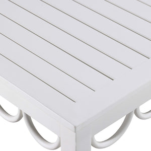 Meridian Furniture Portofino Slatted Powder-coated Aluminum Outdoor Coffee Table with Art Deco Scalloped Trim White 55032-CT