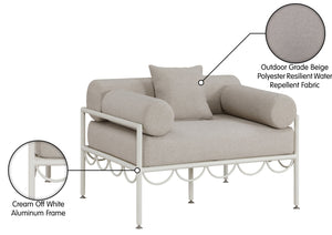 Meridian Furniture Portofino Art Deco Outdoor Patio Chair Water Repellent Polyester Fabric and Aluminum Frame Beige 55032Beige-C